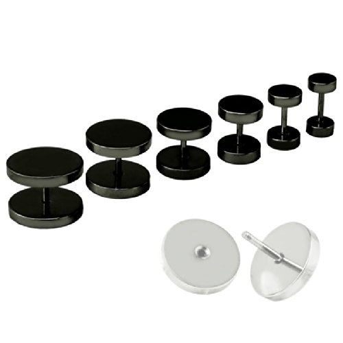 SoulCats® 2 STK. Fakeplugs Fake Plug Ohrringe Edelstahl Herren 5 6 8 10 12 14