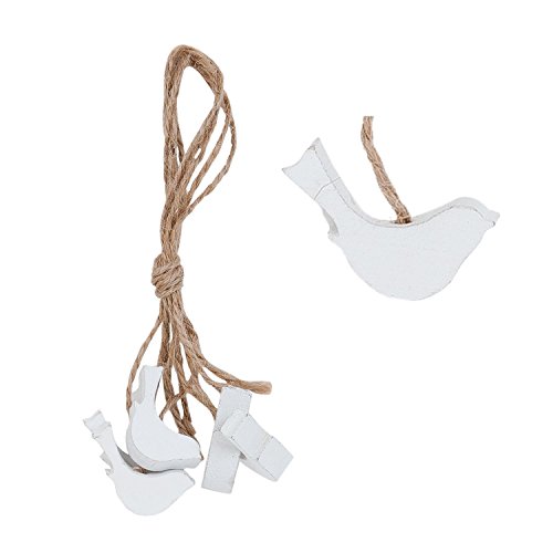 Clayre & Eef 6H1041 Deko Dekoration Anhänger Vogel weiß 3 x 10 cm 5er Set