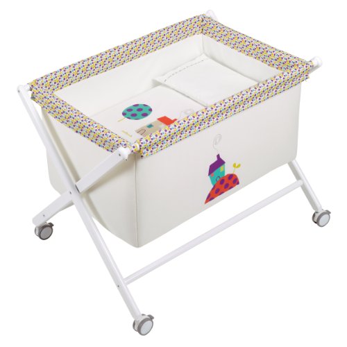 Petit Praia 50 x 80 x 72 cm Crossed Wooden Bassinet White Casitas Crudo