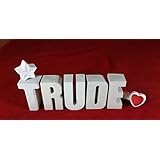 Beton, Steinguss Buchstaben 3 D Deko Schriftzug Namen TRUDE als Geschenk verpackt! Ein etwas ausgefallenes Geschenk zur Geburt, Taufe, Geburtstag oder auch zu anderen Anlässen.