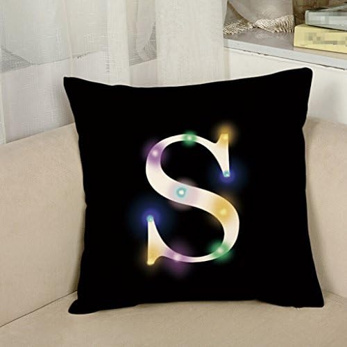 GT Cushion Covers Creative LED, light, letters, Cotton Linen Home Decor Garden Outdoors Furniture Accessories Cushions Sofa Chair Car Bay Window Decoration Pillow Case (Cushion Covers Set of 2 pcs), 45*45CM
