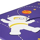 Relaxdays Kindersitzgruppe FUNNY Weltraum-Motiv, 1 Tisch, 2 Stühle, Holz, Kindertischgruppe für Jungen, blau / lila - 3