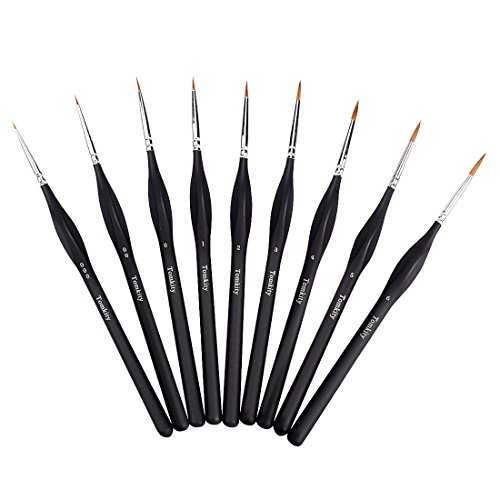 comprare on line Tomkity 9 Pezzi Pennelli per Dipingere Pennelli Pittura Arte Miniatura Modello Pittura Oli Acquerelli prezzo