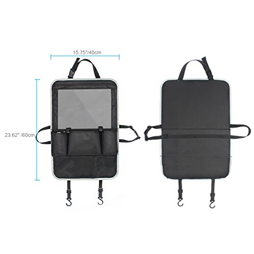 Elzo [Berührungsempfindlicher Bildschirm Tablette Halter] E353 Auto-Rücksitz-Organisator, Tragbare Aufbewahrungstasche, Sitz Rückenschutz für Auto / SUV / Kofferraum, Conceal Zipper für Kopfhörer & USB-Kabel – Reise, Wochenendreise - 6