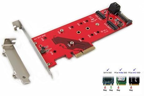 Ableconn PEXM2-125 M.2 NGFF to PCI Express 3.0 x4 Host Adapter Card - Support 1x M.2 PCIe (NVMe or AHCI) SSD + 2x M.2 SATA SSDs