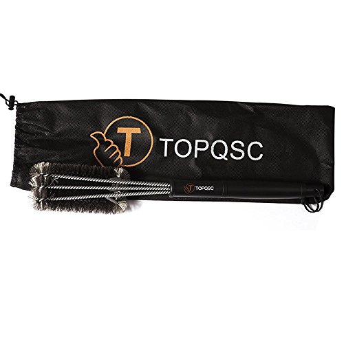 TOPQSC 3 Edelstahl Bürsten in 1 Reiniger Werkzeug/Grillhandschuhe  – Premium BBQ Zubehör-17,5 inch 3-Sided Lange mit Aufhängeöse- perfekt für Holzkohle, Charbroil, Gas, elektrischer Handgriff, Porzellan, Infrarot-Grills (Bürste) - 7