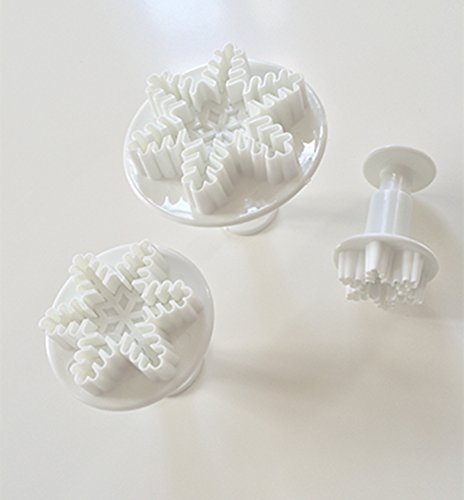 3 Ausstecher Set Ausstechform SCHNEEFLOCKE TORTENDEKO Stempel Auswerfer Frozen Marzipan Fondant SC165 - 2