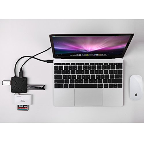 IVSO® New SuperSpeed USB 3.1 Type C 4 Port Hub Adapter USB ladestation Ladegerät Ladestation Ladedock für Apple The new MacBook (2304×1440) 12 Zoll Notbook , Chromebook Pixel 2015, MSI Gaming Notebooks,Surface Pro 4 Tablet PC etc ,Schwarz - 9