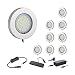 Produktbild ledscom.de 9er-Set LED Unterbau-Leuchte Maja mit Trafo, rund, flach, 6cm Ø, 290lm, warmweiß