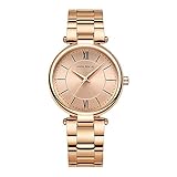 Relojes Pulsera Escala de la Tira Escala del Numeral Romano Relojes Mujer Pulsera de Acero Inoxidable Elegant, Oro Rosa