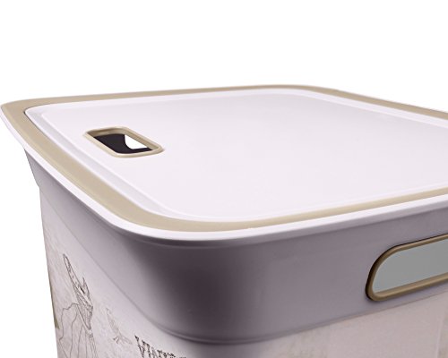 Wäschetruhe Wäschekorb Wäschepuff mit Belüftung Moda Vintage 60 Liter mit Deckel Wäschesammler - 5