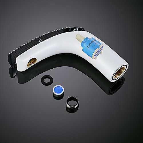 Homelody Weiß Chrom Wasserhahn Waschbecken Armatur Mischbatterie Bad Einhebelmischer Badarmatur Waschtischarmatur f.badzimmer - 7