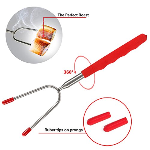 AONOKOY 5 Stücke Marschmallow Röstgabeln Grill Spieße Gabeln BBQ Marshmallow Röster Spieße Set Teleskopspieße Spieße für Kinder, 9.4-33.7 inch - 3