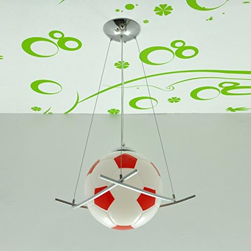 Remote control LED lights girl boys soccer sucking chandeliers cartoon lights children bedroom lighting bedroom lights ( Color : Red )
