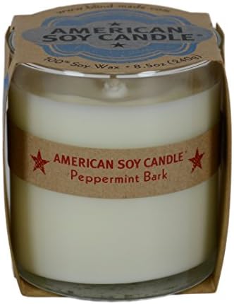 American Soy Candle Peppermint Bark All Natural Soy Wax Christmas Candle, 8.5 Ounce Jar
