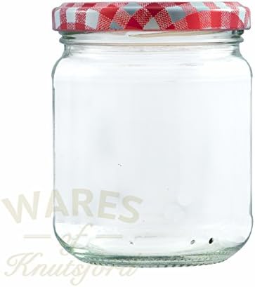 36 x 8 oz (228 mls.) Jam Jars with a choice of seven coloured lids (red gingham)
