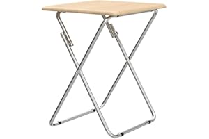 Unibos Space Saving Folding Table Side Table Picnic Garden Patio BBQ Party Table Home Furniture Office Compact Desk Study Desk with Metal Legs (Natural)