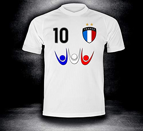 ElevenSports Frankreich Trikot 2018 mit GRATIS Wunschname + Nummer im EM WM Weiss Typ #FR14t – Geschenke für Kinder Erw. Jungen Baby Fußball T-Shirt Bedrucken