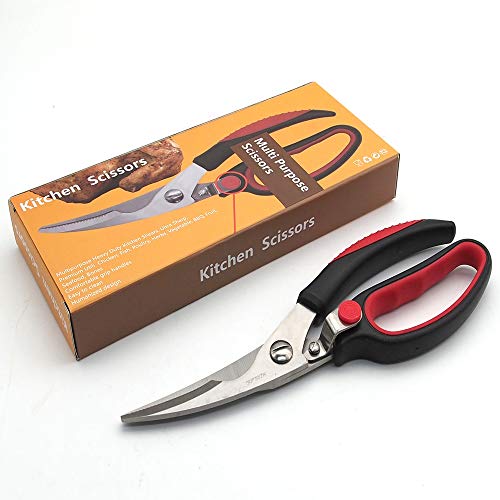 TOPTOTN Tijeras de Cocina para Trabajo Pesado: cizallas para Aves de Corral de Grado Profesional ? Good Grips Spring-Loaded ? Ideal para Cortar Carne. (Rojo 1)
