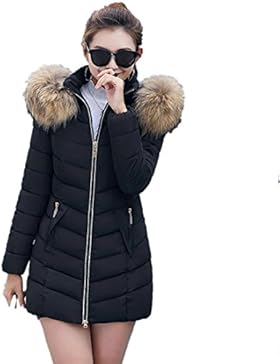 Mantel damen Kolylong® Frauen Winter Warm Lange Steppjacke mit kapuze Parka mit Fellkapuze Locker Wintermantel...