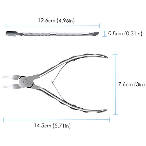 Nagelhautzange Hautzange Nagelzange bei DigHealth, Länge 14.5cm mit 7mm Schnittfläche, aus Rostfreiem Edelstahl, Nagelhautentferner Nagelhautschieber Maniküre-Zange Für Fußnagel Fingernägel - 3