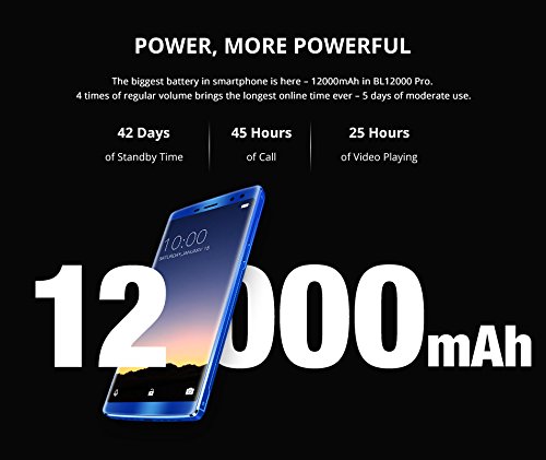 DOOGEE BL12000 PRO - 6.0 pollici (rapporto 18: 9) FHD + Smartphone Android 4G, carica rapida batteria 12000mAh, Octa Core da 2,5 GHz 6 GB + 128 GB, Quattro fotocamere - Nero