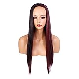 red wifi 5ghz 22" Straight 22\" 3/4 WIG STRAIGHT Darkest Brown/Red Highlights
