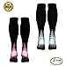 Produktbild LJ Sport Kompression Socken für Damen und Herren Boost Stamina Circulation Reduzierte Müdigkeit Fit für Laufen, Krankenschwestern, medizinische Verwendung, Shin Schienen, Flug Reisen, Mutterschaft Schwangerschaft (Rot+Grau, S/M)