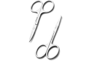 AOEVUIR 2 pcs Forbici Capelli Del Viso Per Uomo Baffi Peli Del Naso e Della Barba Uso Sicuro Per Sopracciglia Ciglia e Peli Delle Orecchie