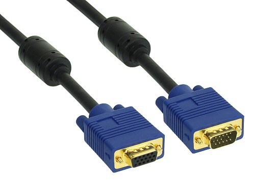 InLine 17701S Premium S-VGA Verlängerung Kabel (15-polig HD-Stecker auf HD-Buchse, 1m) schwarz