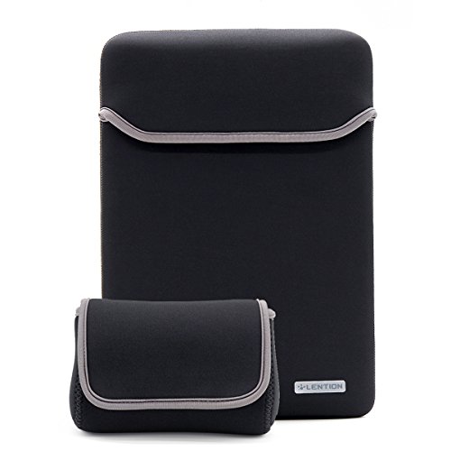 LENTION Wasserdicht Neopren Laptop Hülle für Notebook Computer 11-12 Zoll, MacBook Air 11”, MacBook 12”, mit einem kleinen Aufbewahrungsfach (Dunkelgrau)