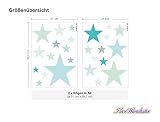 I-love-Wandtattoo WAS-10454 Kinderzimmer Wandsticker Set „Pastell Sterne in tollen Blau und Grün Farbtönen“ 25 Stück Sternenhimmel zum Kleben Wandtattoo Wandaufkleber Sticker Wanddeko - 2