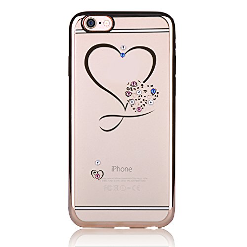 Funda para teléfono móvil transparente con imagen de corazón y joyas Stayoung para iPhone 6/6S de 12 cm.