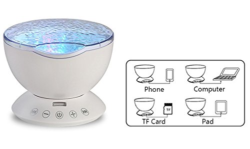 Ocean Wave Projektor LED 7 Farben Nachtlicht Neuheit USB Lampe Nachtlicht Illusion Remote Music Player Schlaf für Baby Kinder