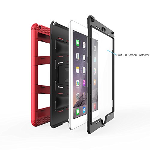 MoKo Funda para iPad Air 2 - Plegable Silicona Durable Protector con Funci  n de Soporte Trasera Dura Cover Case Para Apple iPad Air 2 9 7 Pulgadas Tableta  ROJO