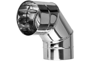 DUTIS Schornsteinbogen aus Metall, 90 Grad Edelstahl, 90 Grad gebogen, Adapter (Ø 100 mm)