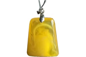 DUOVEKT Colgante de piedra de ámbar, ámbar amarillo natural, joyería para mujeres, señoras y hombres, collar de cristal de plata de 27 x 22 x 10 mm, cuentas AAAAAAA