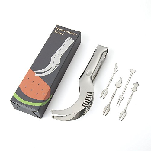 Obstmesser Melonenschneider mit 4 Obstgabeln Edelstahl FOXAS Watermelon Slicer - 7