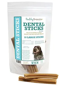 Healthy Breeds Dog Teeth Cleaning Stick Treats for Wirehaired Pointing Griffon - Over 200 Breeds - Veterinarian Recommended - Grain Free - Made in USA - 10 Large Sticks