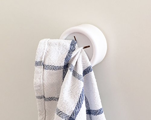 smarte Handtuchhalter im 2er Set, Handtuchklemme für Geschirrhandtücher, Waschlappen, Microfasertücher, selbstklebend ohne Bohren, rückstandslos entfernbar, Farbe: weiss - 4
