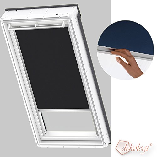 Original Velux Verdunkelungsrollo Rollo für GGL, GHL, GTL, GPL, GGU, GHU, GTU, GPU / S06 und 606 / Stofffarbe Premium 3009 / Uni Schwarz, Schienenfarbe silber // DKL S06 3009S