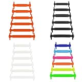  Shackcom 4 Paare Schnürsenkel Elastische für Kinder No Tie Shoelaces Wasserdichte Silikon Flache Sportlauf Sport für Sneaker Stiefel Freizeitschuh und Brettschuhe Weiß+Schwarz +Regenbogen+Orange