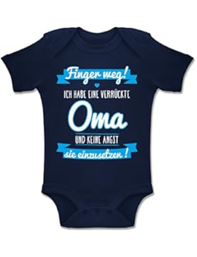 Shirtracer Sprüche Baby - Ich Habe eine Verrückte Oma Blau - Baby Body Kurzarm Jungen Mädchen