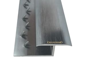 Grandismo® Carpet to Laminate/Tile or Wood Flooring Edge - Prestige Luxury - 3ft (0.9metre) in Length - Gripper Trim Threshold Profile Strip - Z Edging Metal Door Bar- Exclusive Brushed Grey