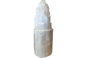 HEIMTEX Selenite Crystal Tower Lamp, Large Natural White, Healing, Clarity and Meditation, Crystal Table Lamp, Crystals, Gemstone, Gift, Meditation, Healing, Mineral, Healing, Decorative. (25 cm)