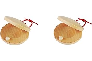 HDOUII Wooden Castanet, Percussion Instrument - 2Pcs Hand Finger Castanets, Wood Castanets Classroom DIY Rhythm Music Musical Instrument