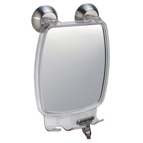 InterDesign 79620EU Forma Power Lock Beschlagfreier Spiegel, durchsichtig / edelstahl gebürstet