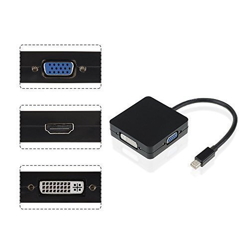 BlueBeach - Mini Displayport (3 in 1) Thunderbolt-auf-HDMI / DVI / VGA Display Port Kabel-Adapter für Apple Mac Book MacBook Pro MacBook Air Mac mini, Adapter 3 in 1 Mini DP auf DVI + HDMI + Displayport DP Konverter für Apple Mac in Schwarz