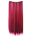 60cm Length One Piece Long Hair Piece Wig Straight Clip in Human Hair Extension Wine Red