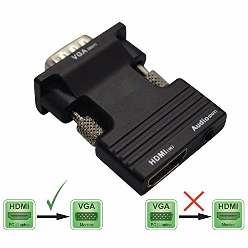 ONCHOICE( HDMI Buchse auf VGA Stecker ) 1080P HDMI zu VGA Konverter Adapter Box Audio Port VGA Verlängerungskabel Mini USB Energien Kabel 3,5 mm Audio Kabel Schwarz - 4
